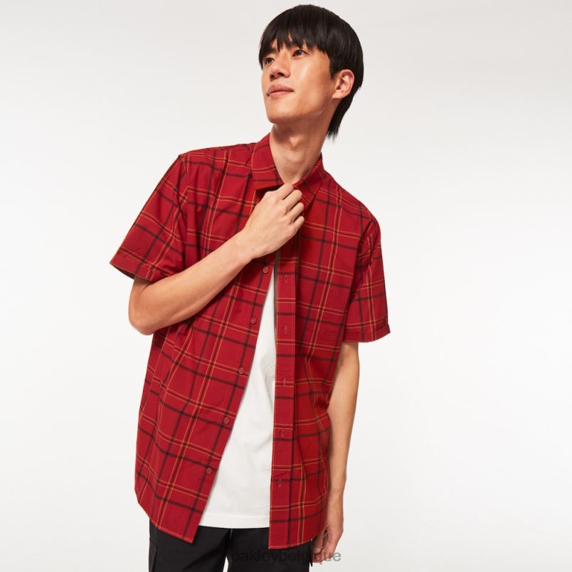 être Oakley vêtements bouton pacifique vers le bas ss chèque rouge de fer LFB042536