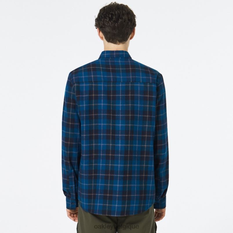 être Oakley vêtements cabine boutonnée ls chèque bleu LFB042510