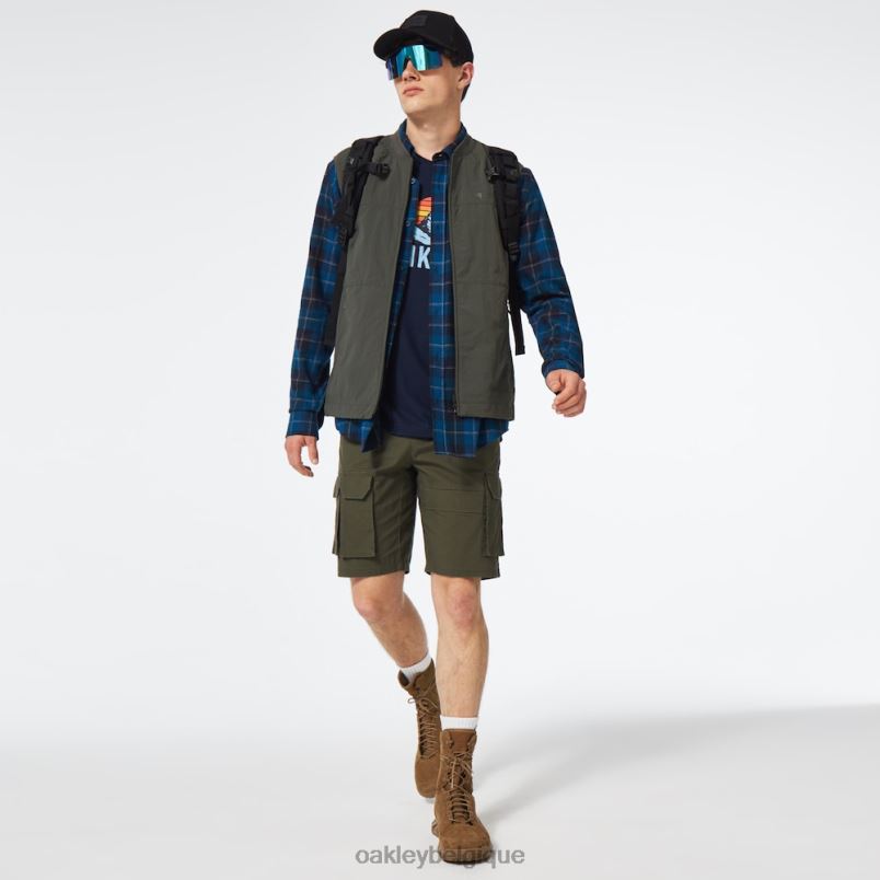 être Oakley vêtements cabine boutonnée ls chèque bleu LFB042510