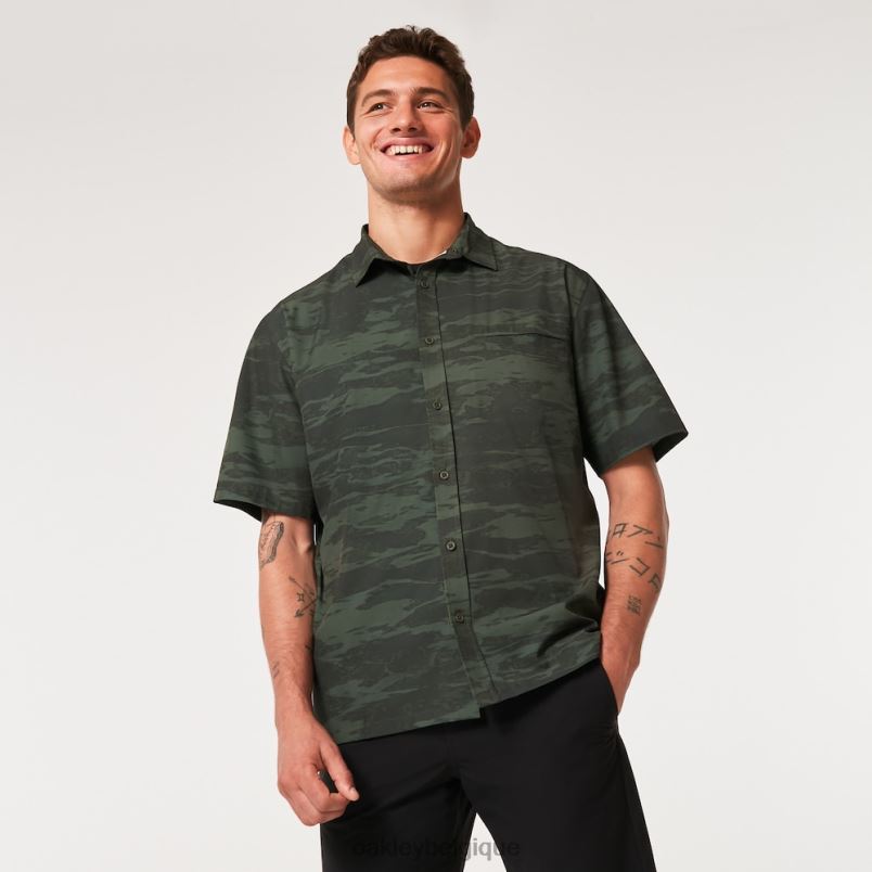 être Oakley vêtements chemise rc toute la journée brosse tigre camouflage vert LFB042242
