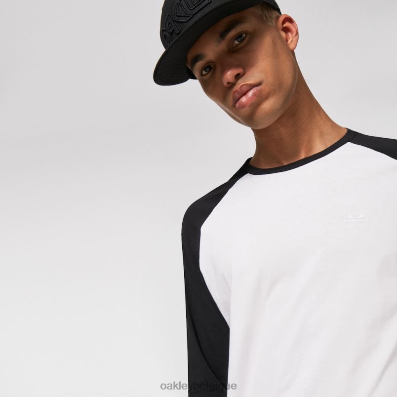 être Oakley vêtements t-shirt 3/4 raglan relax blanc cassé/noir LFB042469