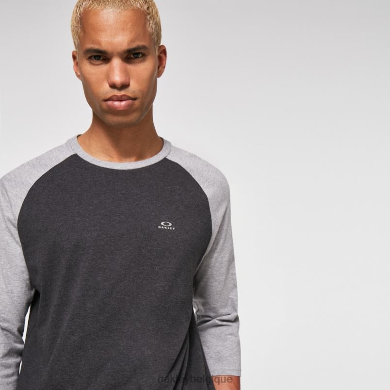 être Oakley vêtements t-shirt 3/4 raglan relax double gris chiné LFB042470