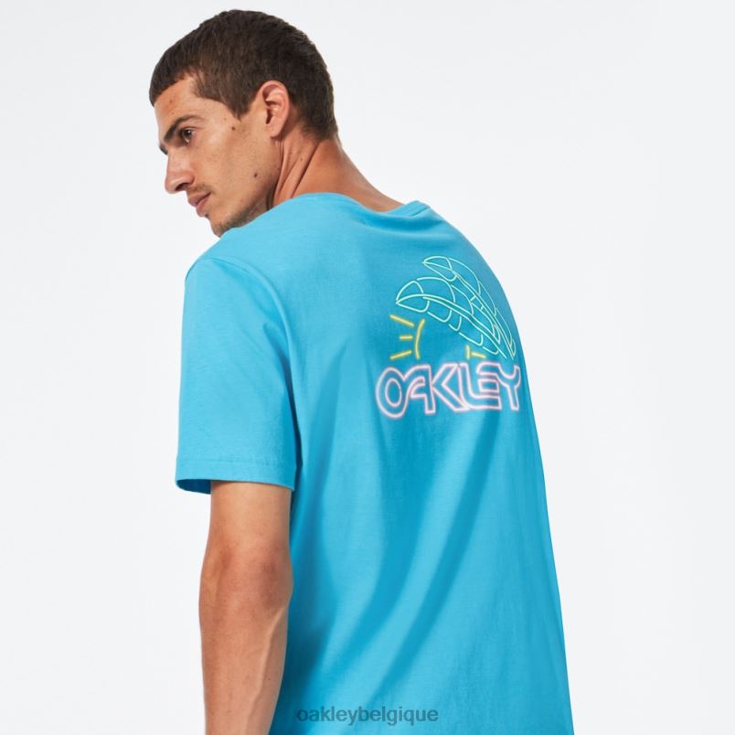 être Oakley vêtements tee-shirt b1b lever du soleil bleu brillant LFB042526